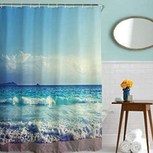 Seashell and Starfish Hook Set plus Shower Curtain - Picture 2 of 9